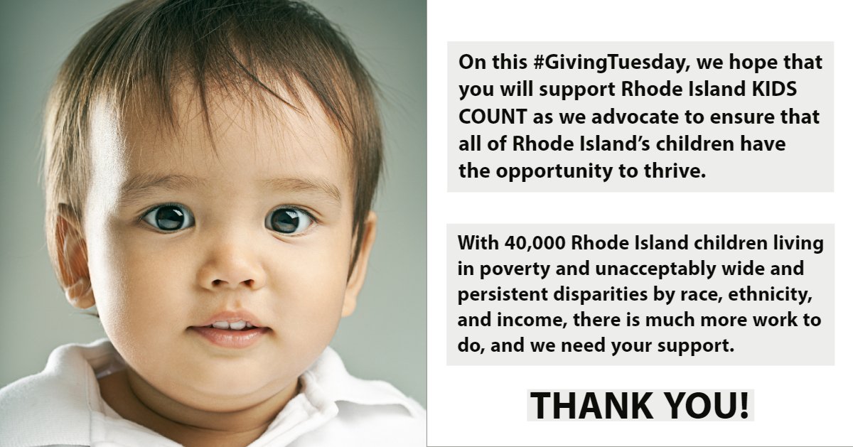 It's a great day today — #GivingTuesday! conta.cc/2DZnaDa

We hope that you will support us as we advocate to ensure that all of Rhode Island's children have the opportunity to thrive. Thank you for considering!  conta.cc/2DZnaDa