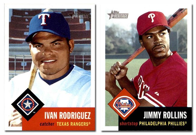 11/27 Happy 47th Birthday to Ivan Rodriguez & 40th Birthday to Jimmy Rollins!  (2002 Topps Heritage cards) 