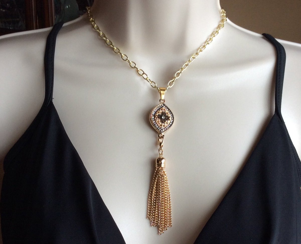 falyassin's tweet image. Tasseled necklace, evil eye necklace