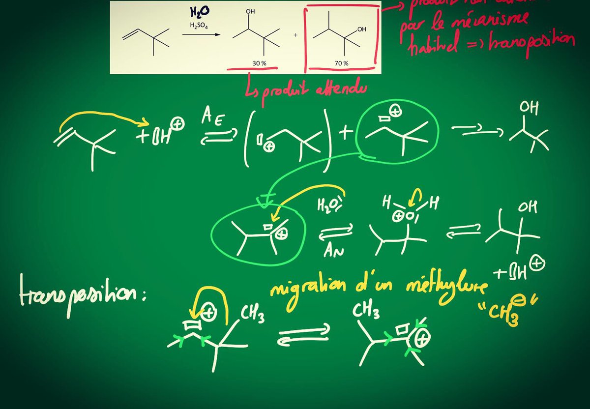 Blablareau's tweet image. ✴️ Transposition de carbocation !! 😈
youtu.be/n3tCQi82vIM

✴️ Bien entendu, cela demande de maîtriser d’abord l’hydratation acido-catalysée des alcènes (déjà sur la chaîne)

Voilà travaillez bien ! 🙂 

#transposition #carbocation #hydratation #alcool #réarrangement