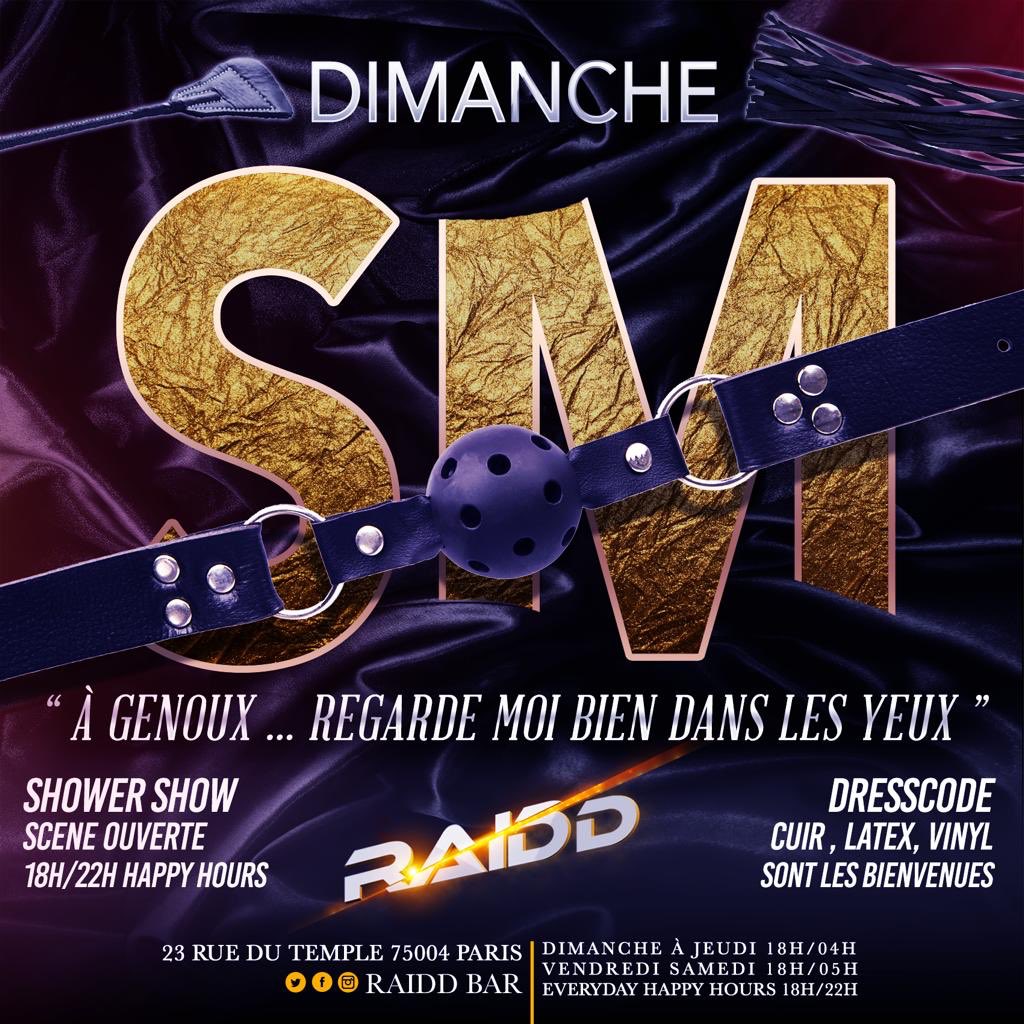 RAIDDBAR's tweet photo. CE DIMANCHE OPEN BULLE DE 23h à 00h !
Adepte du fetish?De la domination masculine?
Alors sortez vos cuir, vos fouets, et venez vous dominer ou vous faire dominer sur la musique le temps d’une soiree!
#WorldFamousShower #RaiddBar #Paris #Marais #23RueDuTemple #BeThere #BeFresh https://t.co/RhnI0G85Aw