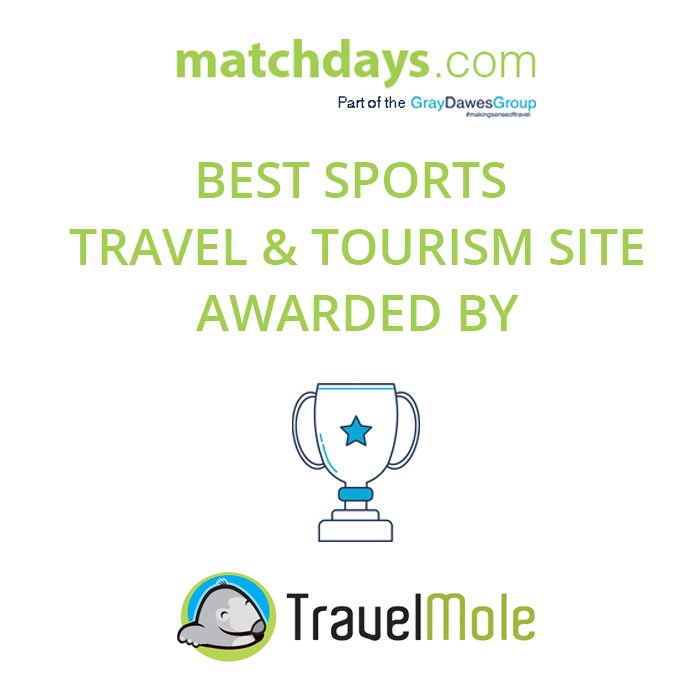 matchdaysuk's tweet photo. We're delighted to announce that we have won our first award of Best Sports Travel &amp; Tourism Site which has been awarded to us by @TravelMole!

#award #sportstravel #travel https://t.co/fjhwWWWZKG