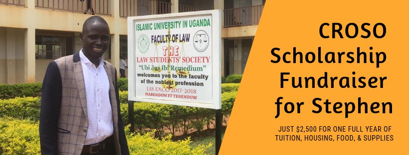 Join us this #GivingTuesday and donate to our campaign for Stephen's scholarship! He's studying law with the goal of bringing greater justice to Uganda. #brighterfuture #CROSO #highereducation #justice  facebook.com/donate/2703472…