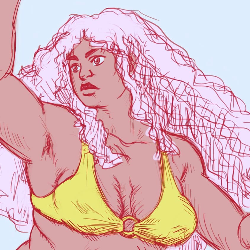 Crowberry64's tweet photo. Remember my strip pong #indiegame project? 🏓Here's the first character's concept I'll use for my propotype :)

#bodypositive #indiedev https://t.co/Dv12aflPJ8