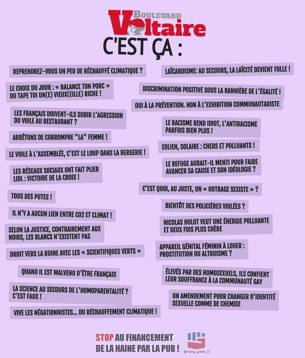 slpng_giants_fr's tweet photo. Bonjour @LCDProches Votre bannière publicitaire est en bien mauvaise compagnie sur ce site abject #BVoltaire .fr où elle apparaît et le supporte financièrement à votre insu. #Fairedubien -> Comme plus de 800 annonceurs alertés, retirez le  de votre  display. Merci ! https://t.co/CYzJXQqHdJ