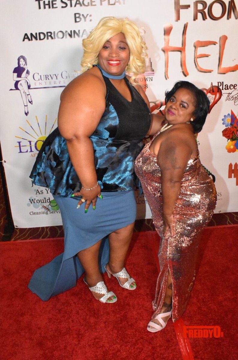 Inlawsfromhell's tweet image. FlashBack to the night of the show! 
The beautiful Director @simplyandrionna and our lovely cast-mate @msjuicyrsms
Designs By @curvygurlcollection