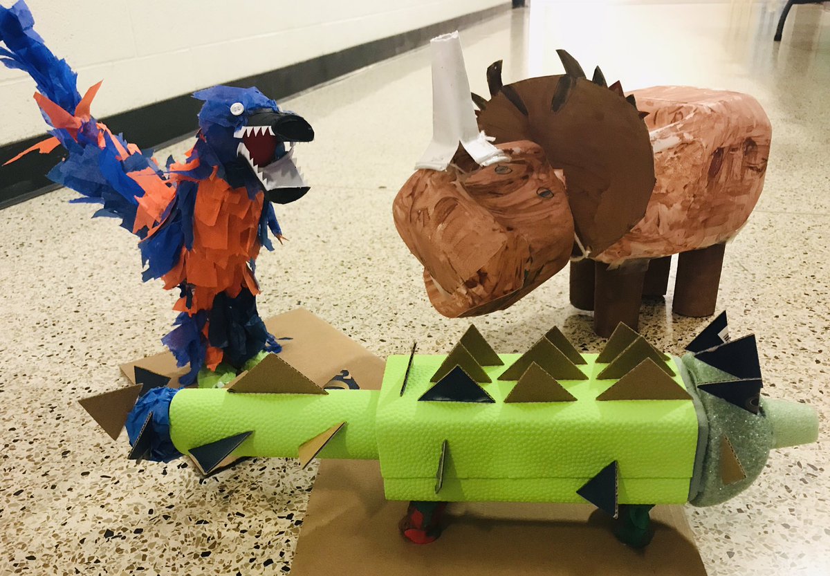 cindy_culwell's tweet photo. One of my absolute favorite Maker projects we do in 1st grade is our Box-a-saurus project. Another batch of amazing Dinos made out recycled items and a whole lot of creativity! #asestyler @AllSaintsTyler @Makerspaces_com https://t.co/R5FUUOOmsM