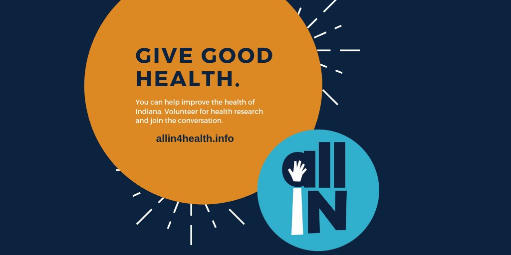 beAllIN4Health's tweet photo. On this #GivingTuesday, you can help give good health to #Indiana. Learn more, volunteer for health research, and join the conversation! https://t.co/ecGOysG0i8 https://t.co/M6pvX1qrnw