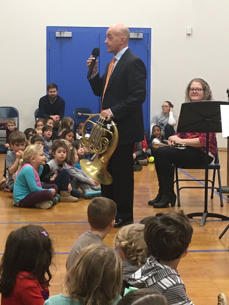 A2earlychild's tweet photo. #a2symphony gave us the sounds of the brass this morning.  Thank you Eberwhite PTO for bringing them to us! #a2gether @A2schools @A2SchoolsSuper @A2Symphony https://t.co/5eVcRaOOEU