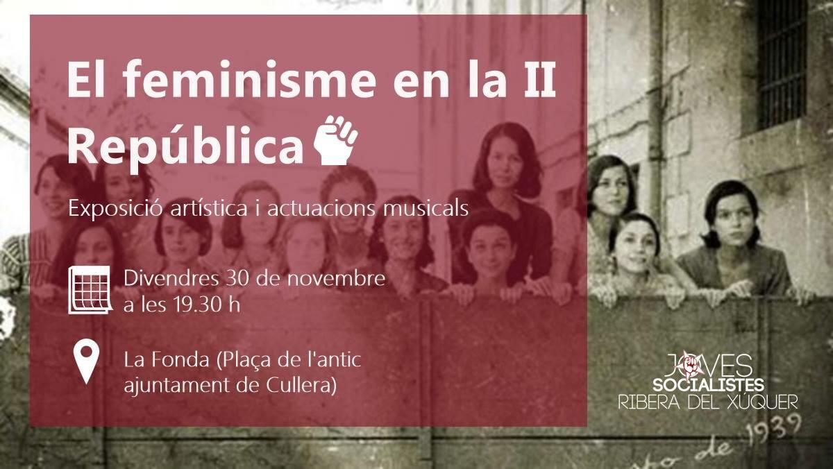JoSocdAlgemesi's tweet photo. 💜 💜 💜 El feminisme a la 2a República 💜 💜 💜 

Joves Socialistes Ribera del Xúquer organitza una Exposició i actuacions musicals a Cullera per a recórrer la història del moviment feminista durant la 2a República Espanyola (1931-1939).

#FemComarca #FemFemenisme https://t.co/9CXtAzAWAK