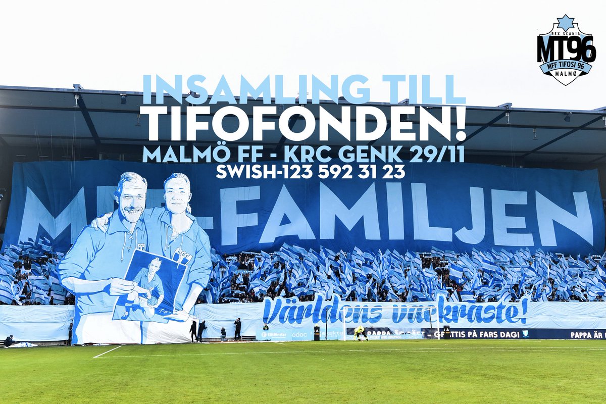 Stötta den Malmöitiska läktarkulturen!
Insamling till tifofonden på torsdagens match mot KRC Genk. 
Du kan bidra redan nu genom att swisha till 123 592 31 23
Framåt Malmö!