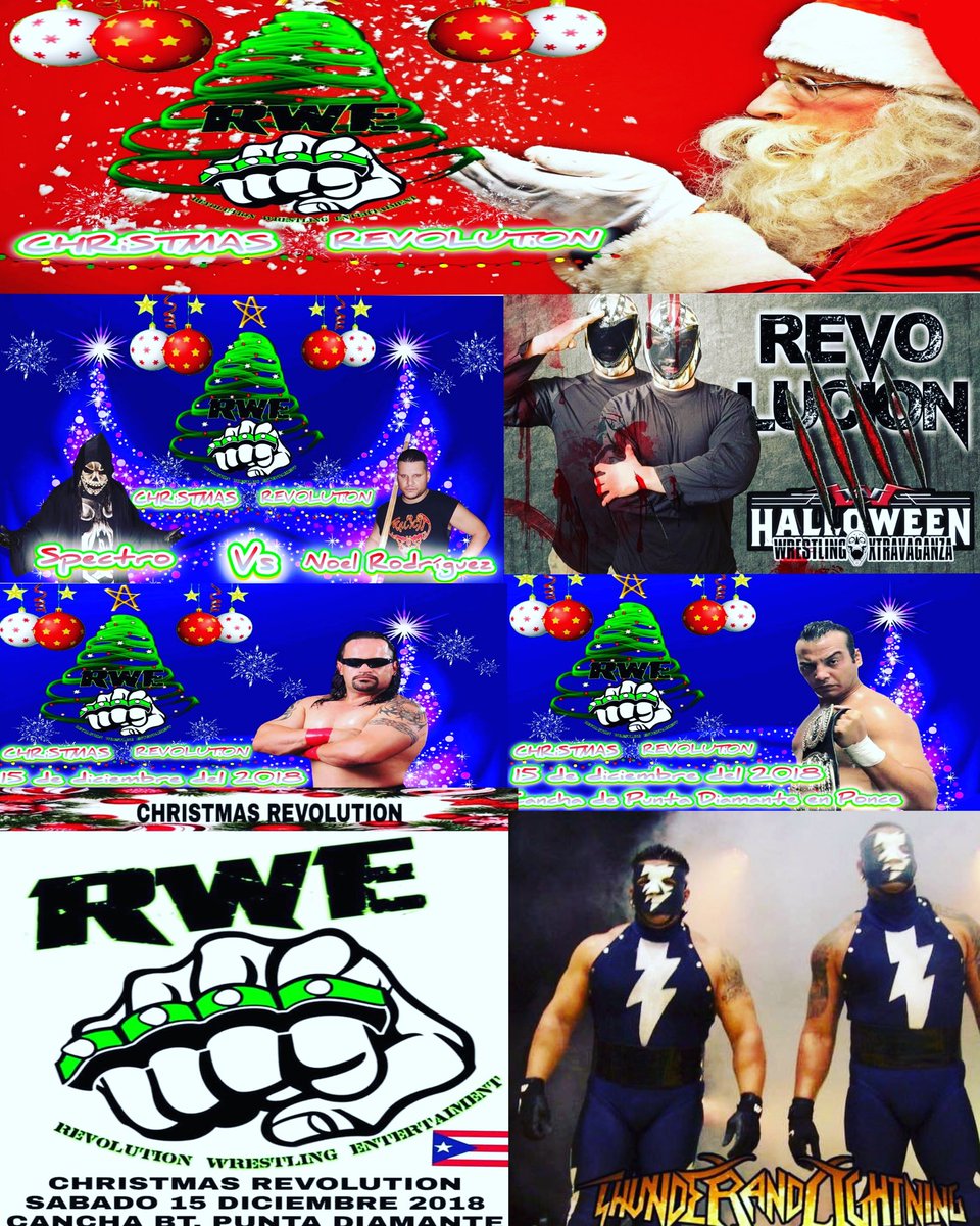 TProwrestler's tweet photo. Ya es oficial RWE Presenta Christmas Revolution Cierre de Temporada 2018 Sabado 15 de Diciembre 2018 8:30pm cancha bajo techo Rafael Cordero Santiago del Bo. Punta Diamante en Ponce pendientes a mas detalles somos RWE SOMOS VERDADERA REVOLUCIÓN SIN LIMITES... https://t.co/o8Rxx3azMW