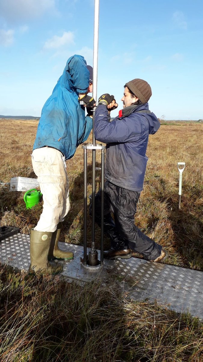 GalwaySeaShore's tweet photo. Our Aaron Potito and his #coring team have been busy today out at #Derrawest #Bog getting a bypass sample core! Dirty fun is good fun! @ResearchatNUIG #climatereconstruction #climateproxy #geographymatters https://t.co/bLsgjx1EWc