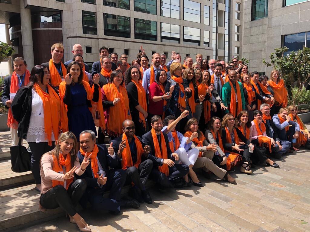 EUintheUS's tweet photo. Together with our colleagues from across the Americas, we take part in the global #OrangeTheWorld campaign to end violence against women: https://t.co/n3jhDx82Y7. #HerStoryOurStory #EU4HumanRights #StratComBogotá #EUAmericas https://t.co/N4qVqSIRQ9