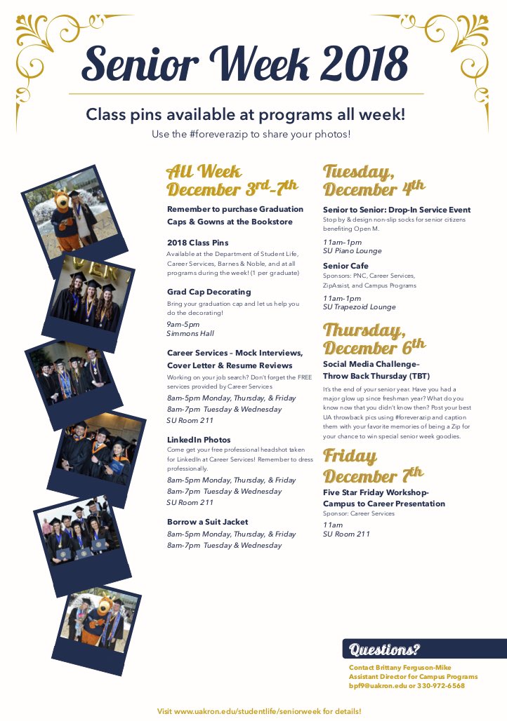Ua Career Services On Twitter Senior Week 2018 Is Dec 3 7 Stop