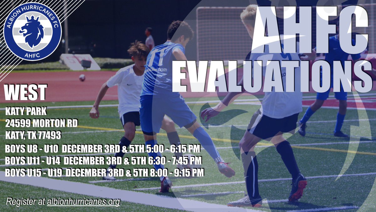 ahfcsoccer's tweet photo. Come and see what AHFC soccer is all about! Join us for player evaluations starting 12/3 https://t.co/psTc8Zh7vj @KatyTimesSports https://t.co/v5OpXka3w6