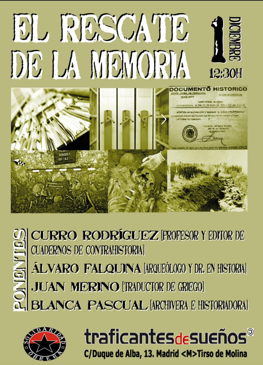 AntLozGra's tweet photo. Interesante acto organizado por @SoliObrera este sábado en @traficantes2010 https://t.co/xQtys7xUOn