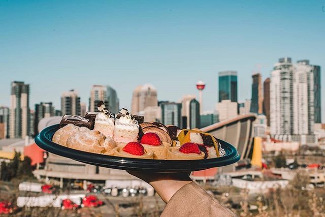 When you spend so much time together that you start looking alike! Red is a common colour in our desserts, and in the Calgary landscape! Who wants some gourmet pastries to make their work day a little easier?