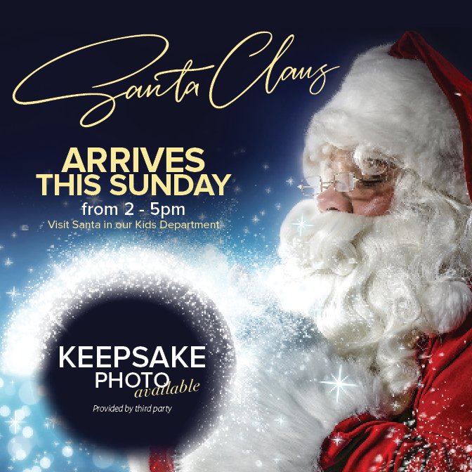 🎅 Santa is Coming to McElhinneys 🎅

Call in store this weekend, from 2-5pm, and help us welcome the Big Man to our Kids Department ✨ Keepsake Photo Available - Provided by Third Party 📸