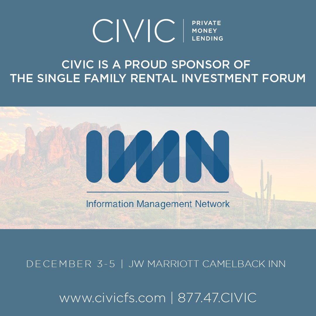 D__Molina's tweet photo. Join CIVIC December 3-5 in Scottsdale, AZ at the #IMNConference &amp; Single Family Rental Investment Forum. Discover true service and transparency in lending. To learn more, contact me today. #realestate #mortgagebroker #privatelending #privatelender #hardmoney #realestateinvesting https://t.co/flElpOuVvX