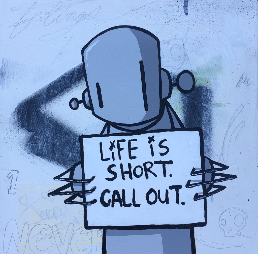 chrisRWK's tweet photo. “My advice to you”
12”x12”
Mixed medium on canvas 
I just finished a bunch of brand new pieces for @212ArtsGallery 
for Aqua at Basel. https://t.co/tuP8oTjFHn