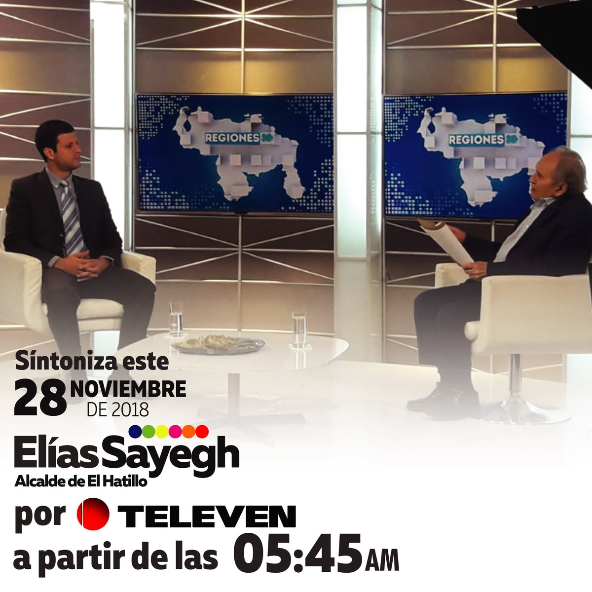 DHatillo's tweet photo. Sintoniza mañana #28Nov a el alcalde del municipio #ElHatillo @eliasayegh en el programa @regionestv por @televentv a partir de las 5:45am https://t.co/4ytG8WmDJw