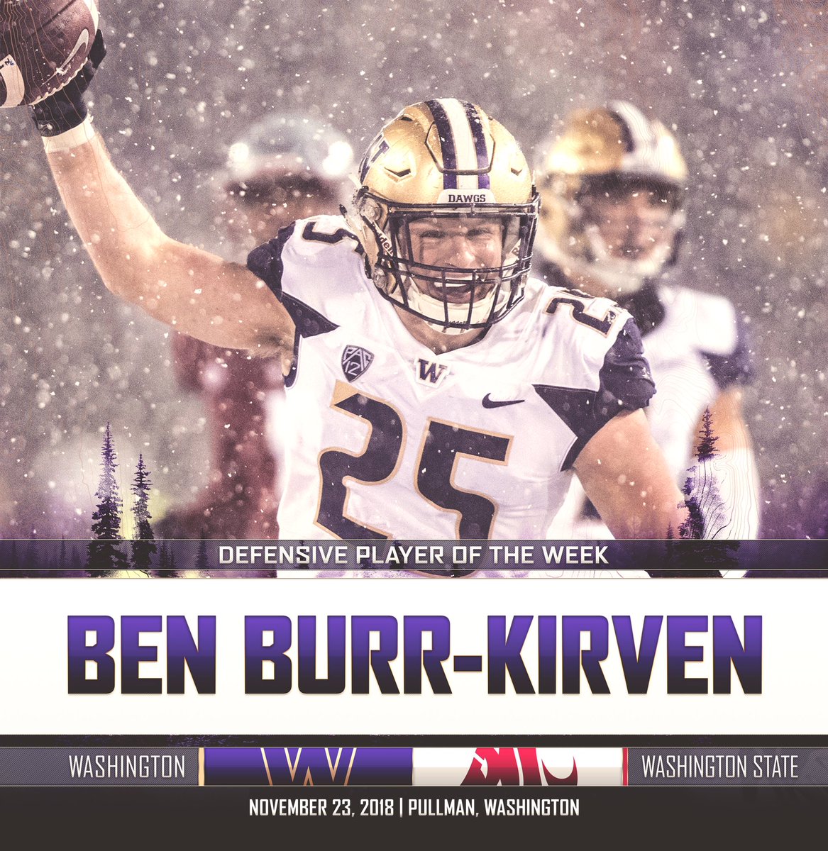 CoachBobGregory's tweet photo. Big Time Players Always come up with Big Time Plays When it Matters Most! Congrats to @benbk25 Our Defensive Player of the Game! #AppleCup2018 #PurpleReign #UW #LBP https://t.co/GVP96ac627