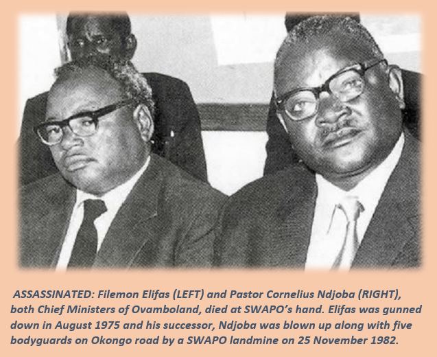 ModernConflict's tweet photo. 25 November 1982: The Chief Minister of Ovamboland, Pastor Corneliius Ndjoba, and five of his bodyguards were killed in a SWAPO landmine explosion #Namibia https://t.co/jDkyNr8cBc