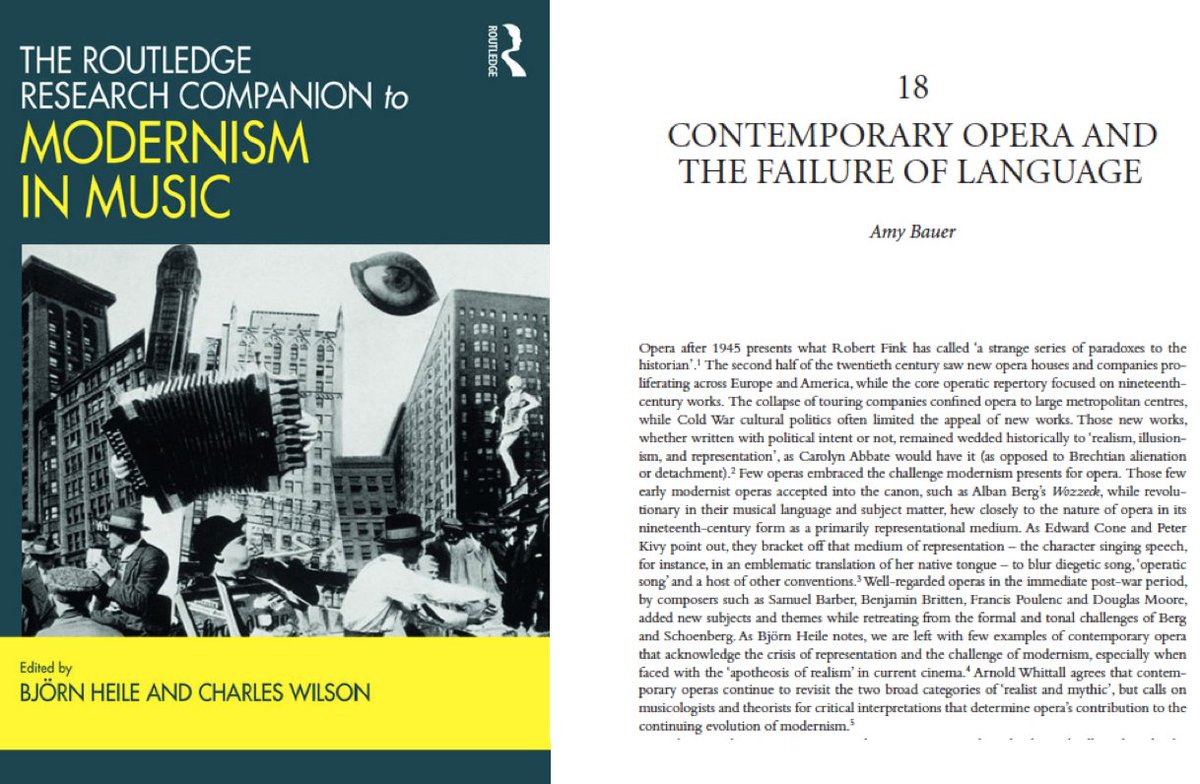 UCImhmt's tweet photo. Congratulations to #AmyBauer on the publication of her chapter "Contemporary Opera and the Failure of Language" in @BjornHeile and #CharlesWilson's excellent new book on #ModernismInMusic @CTSA_UCIrvine  #Musicology @ArtsRoutledge https://t.co/43sNlWWWF1