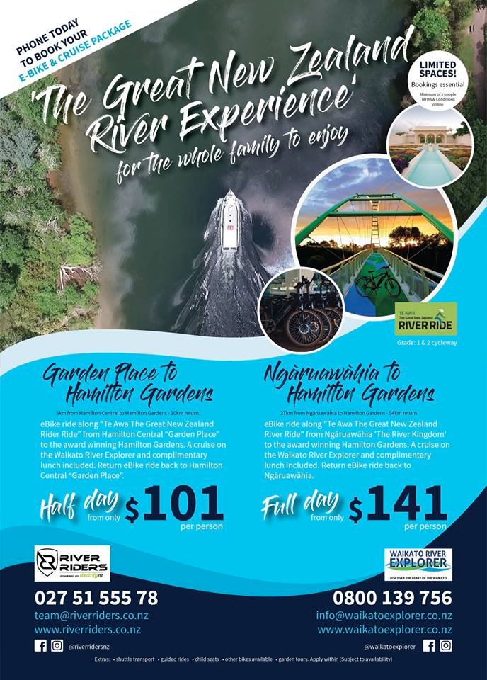 RiverRidersNZ's tweet photo. Half day &amp; Full day eBike, river cruise and meal + eBike to Jetboat adrenline rides and ecological tour packages are now open for bookings. 

https://t.co/MKlEEAusxI

#workfunctions #teambuiding #Familyfun #Waikatoriver #Onyourbackdoorstep #MightyWaikato https://t.co/MDbW1VlI2m