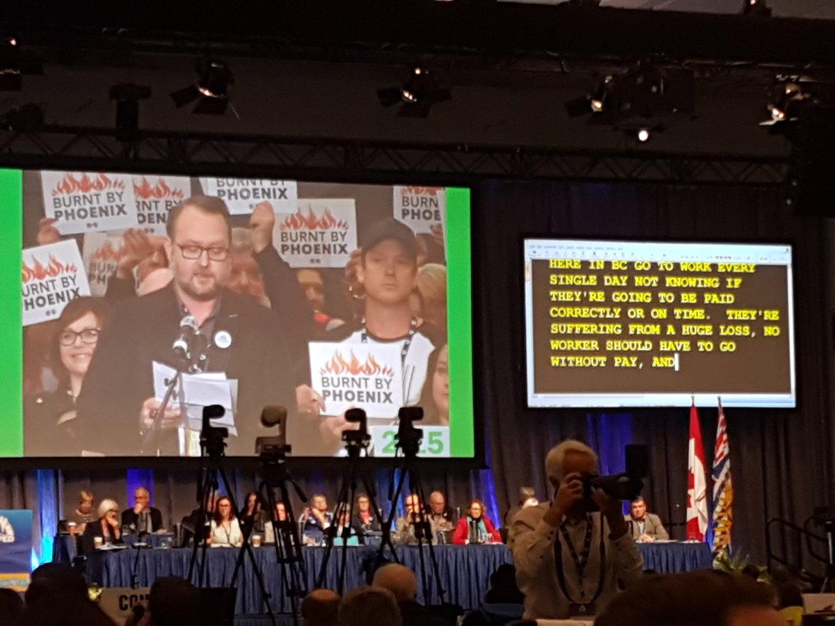 CUPE391's tweet photo. It is intolerable that a government can allow the #phoenixfiasco to continue #burnedbyphoenix #bcfed18 #canpoli https://t.co/NAiLpznJCK