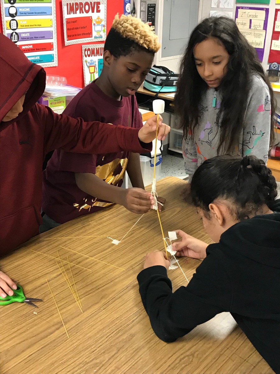 HESlibSTEMtech's tweet image. Marshmallow Challenge! Students used spaghetti, tape, and string to make a tower with a marshmallow topper! Ruiz&apos; class had the tallest structure at 51cm! @Herndon_ES