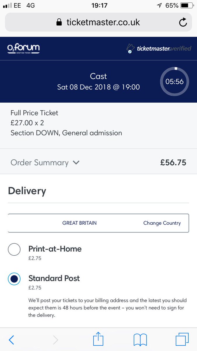 tonybrian1979's tweet photo. @viagogo @castofficial @CMAgovUK Fine example of the rip off site that is Viagogo. Tickets still available for Cast gig on Ticketmaster 2 for £56.75 yet Viagogo, by the time they add on extras right at the end, want £125 + make you try and believe it’s nearly sold out. #stoptouts https://t.co/ns1DL0U9Eo