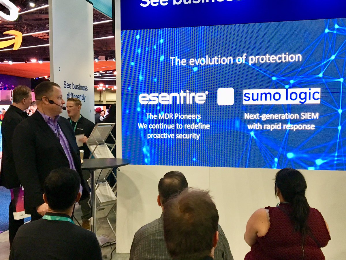 allisonaellis's tweet photo. @cbraden128 telling the @esentire and @SumoLogic #esLOG+ story from the floor at #AWSreInvent2018 https://t.co/DYgEFw2kud