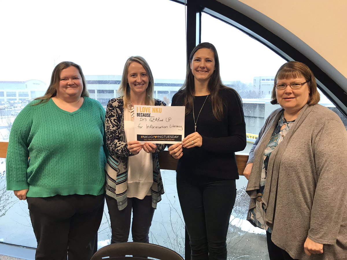 Steely_Library's tweet photo. #SteelyLibrary is celebrating #GivingTuesday by sharing its love for @nkuedu! 

Steely Faculty love #NKU because it’s Geared Up for Information Literacy!

https://t.co/AvohtWNZXh

#QEP #QualityEnhancementPlan #InfoLit #InformationLiteracy https://t.co/UMJdsncaAg