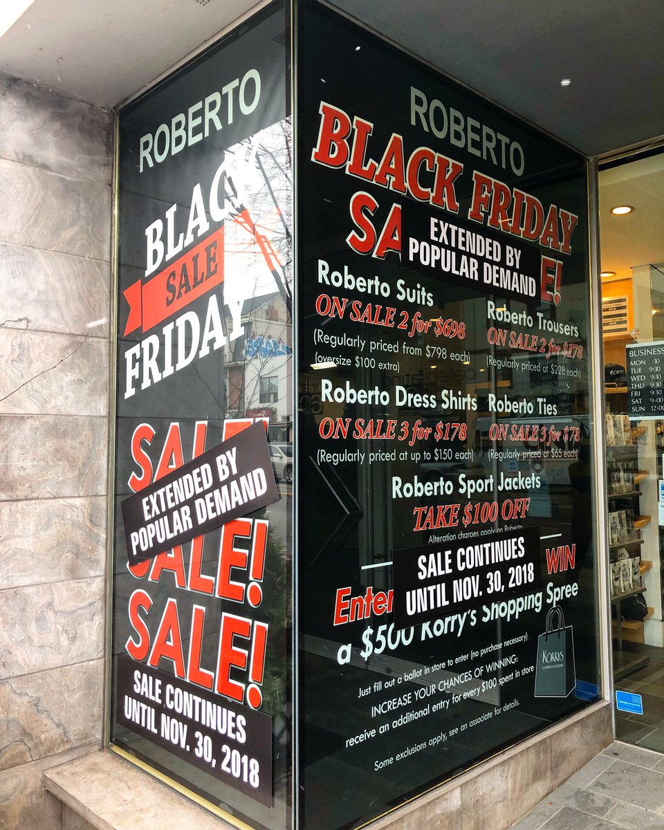 LAST CHANCE FOR ROBERTO BLACK FRIDAY SALE!
Thousands of suits to choose from. Size 36S to 54T
On our private label #ROBERTO:
•Suits 2 for $698• (oversize 2 for $798)
•Trousers 2 for $178•
•Dress shirts 3 for $178•
•Ties 3 for $78•
•Take $100 off sport jackets•