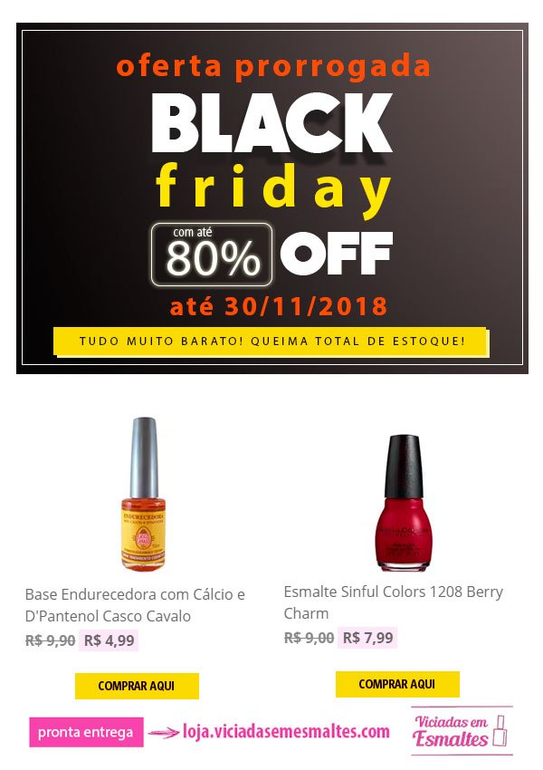 vicioemesmalte's tweet photo. Prorrogamos as ofertas da #BlackFriday !!!
Esmaltes, Maquiagens, Produtos para Manicure com até 80% OFF! Venha conferir > https://t.co/MHYsRCHWgm #ViciadasEmEsmaltes #Esmalte #Esmaltes #ViciadasEmVidrinhos #AmoEsmalte #Unha #Unhas #VicioEmEsmalte #ViciadaEmEsmalte #Manicure https://t.co/gE1ZJrdcIC