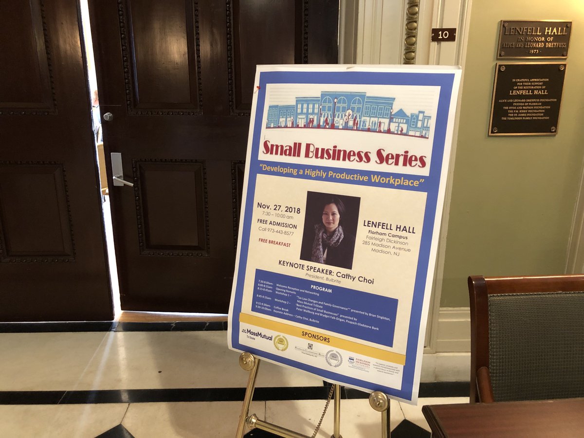 FDUSilberman's tweet photo. .@FDUEntrepreneur hosted their Small #Business Series today with Keynote Speaker: Cathy Choi! The programs topic was to develop a highly productive workplace. #RothmanInstitute is always doing their part to help #entrepreneurs and #innovators succeed. https://t.co/SlujzlEwAC