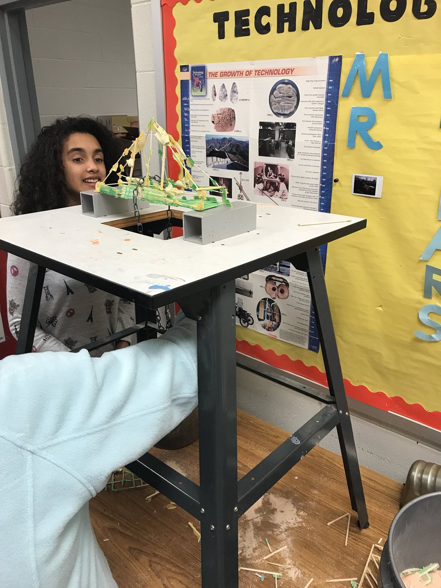 MrWolfTech's tweet image. When safety matters as well as enjoying yourselves with a health bridge building school wide competition! Shout out to our first 6th grade group to have a bridge that at 26gram bridge hold up 108 times it’s own weight at 2818grams! #EWStrong