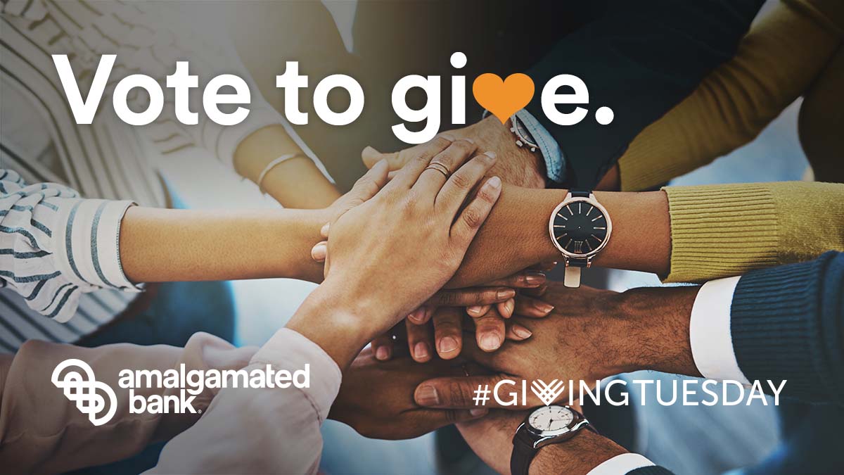 AmalgamatedBank's tweet photo. This #GivingTuesday, leave the giving to us. Just vote for a participating nonprofit of your choice for a chance to land them a $5,000 donation, courtesy of Amalgamated Bank. With #VoteToGive, giving has never been easier. Vote now! https://t.co/0PlTNBFNup https://t.co/PvMKnkikMl