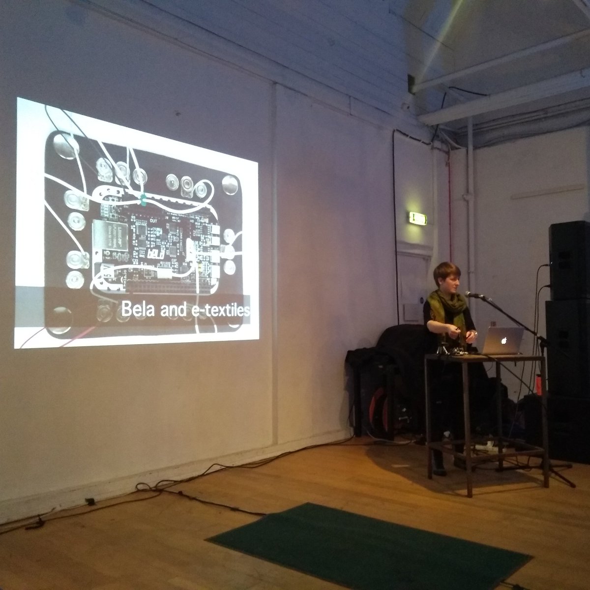 bettygorf's tweet image. Becky Stewart @theleadingzero talking about #Wearables #etextiles #textilesensors #papersensors @iklectikartlab #London