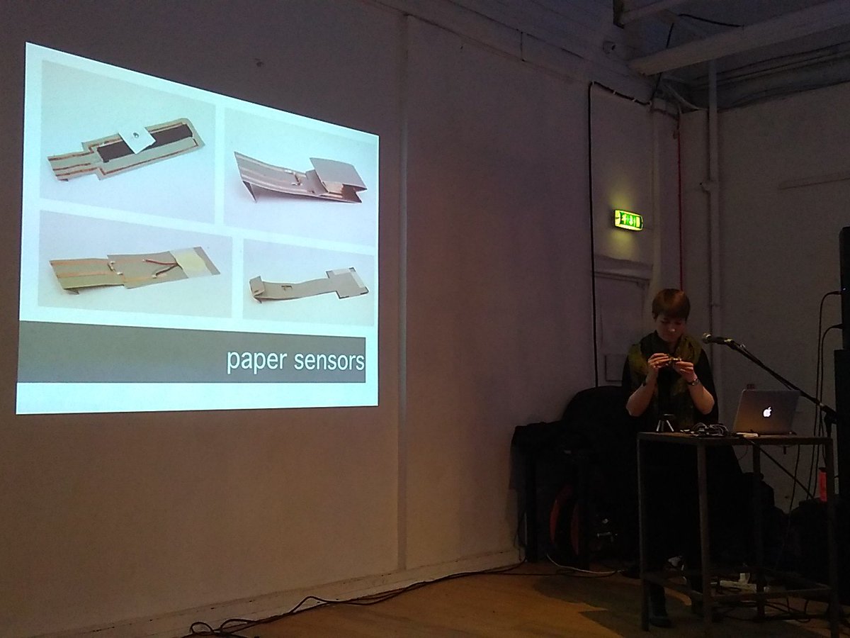 bettygorf's tweet image. Becky Stewart @theleadingzero talking about #Wearables #etextiles #textilesensors #papersensors @iklectikartlab #London