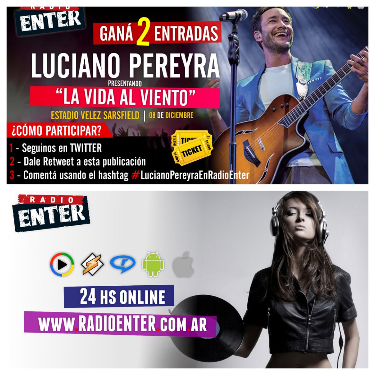 radioenter's tweet photo. Hora 09:15am | #ATENCION #Lucianeras hoy es el día que tanto esperabas !! Hoy #SORTEO del par de entradas para que veas a @LucianoPereyra y vivas una noche única !! | #YoEscuchoBuenaMusica #YoEscuchoRadioEnter... Juntos vamos a ver a @LucianoPereyra https://t.co/Nlebzqnb3z