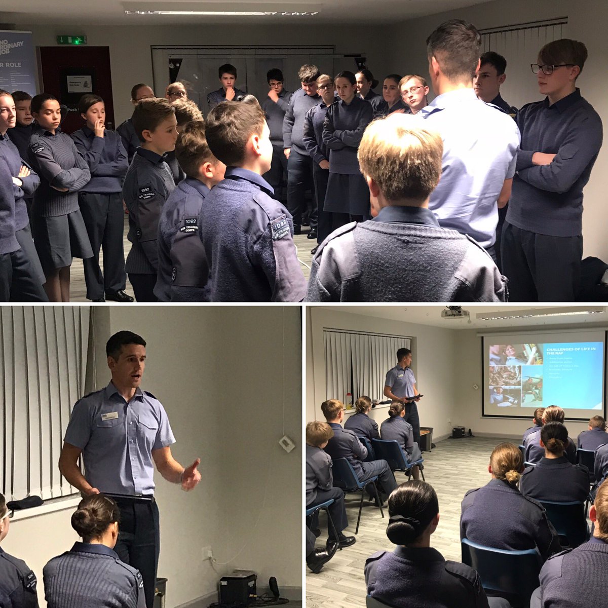 Thanks to Sgt Dyfan Pierce from @AfcoCardiff for visiting the Sqn tonight, very worthwhile, informative and fun evening for the Cadets. Looking forward to your return in March. #raf #recruitment #NoOrdinaryJob #rafac