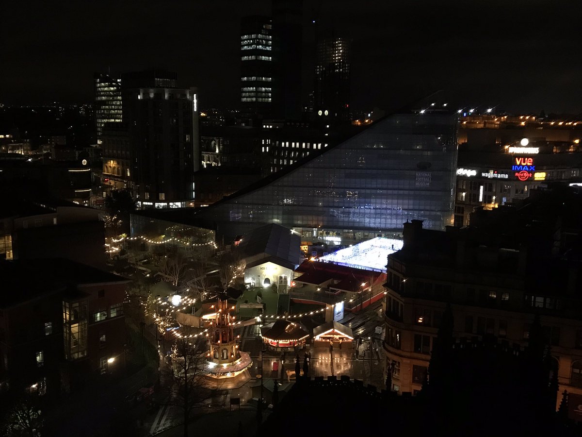 shaunhinds's tweet image. What a treat to get to the top of the newly renovated tower @ManCathedral tonight courtesy of another great @CityCo #citysession rarely seen views including a red @mcr_central arch in the distance