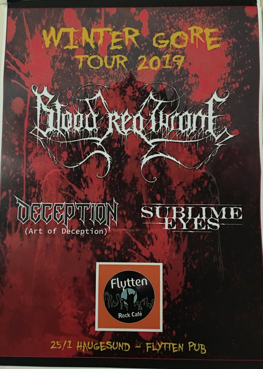 HaraldKvassheim's tweet photo. #WinterGore tour 2019 coming to town in january. @BloodRedThrone1 #Deception #SublimeEyes 🇳🇴#DeathMetal #FrontRow #Flytten https://t.co/Pb8C9JdyDy
