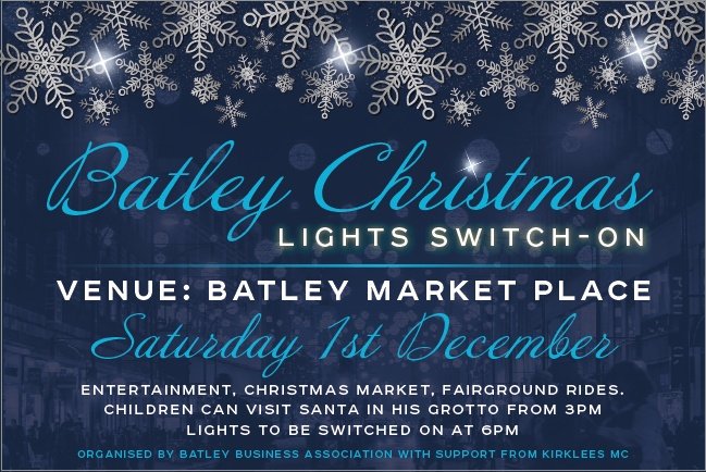 1940sswingdance's tweet photo. It's that there #Batley #Christmas lights switch on....01 December from 3p.m in the Market Place...come along, join the fun, and help us celebrate that festive spirit. https://t.co/ovhOSzmBAf