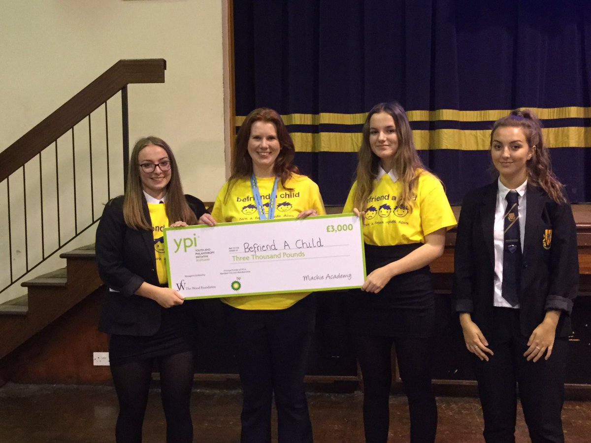 Congratulations to Ella and Aleisha in winning the youth philanthropy initiative and the prize of £3000 for their chosen charity of <a href="/Befriendachild/">Befriend a Child</a>.  @MackieAcademy <a href="/ypi_scotland/">YPI Scotland</a>
