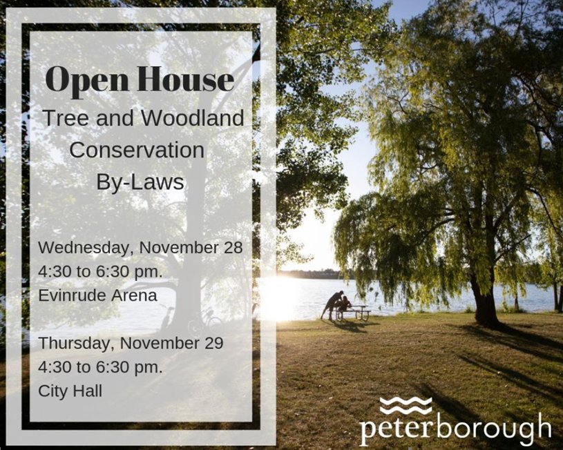 ClimatePtbo's tweet photo. The @CityPtbo is holding two open houses on their Tree Conservation By-Laws Wed Nov 28 at the Evinrude Centre (911 Monaghan Road) and Thurs Nov 29 at City Hall (500 George Street North) from 4:30-6:30pm. All are encouraged to attend. For more info visit https://t.co/vMEwzpGwdQ https://t.co/Chr75wvYnT