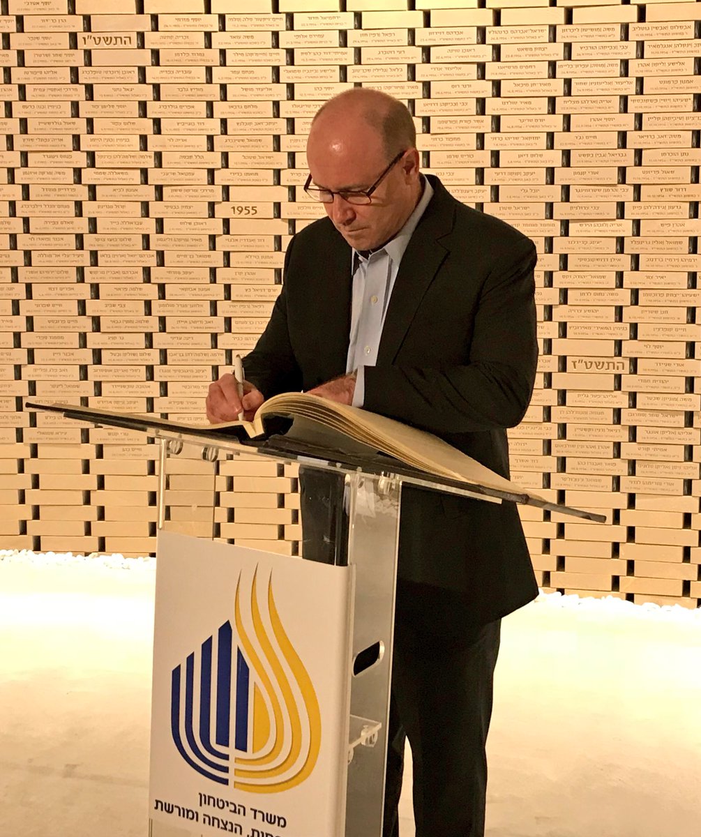 AusAmbIsrael's tweet photo. Australia’s defence ties with Israel are important and growing. Great to have the head of the 🇦🇺 Defence Department, Greg Moriarty, in Israel this week, including a moving visit to the National Memorial Hall for Israel’s fallen, on Mt Herzl. 🇦🇺🤝🇮🇱 https://t.co/WcRQkrCYmH